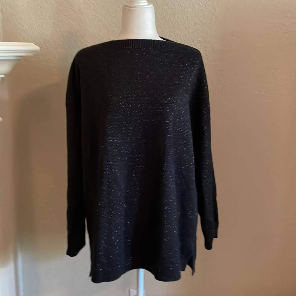 Ann Taylor - NWOT black, sparkle, long sleeve sweater; size XL